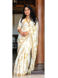 Diamond gold kasavu Embroidery cotton saree