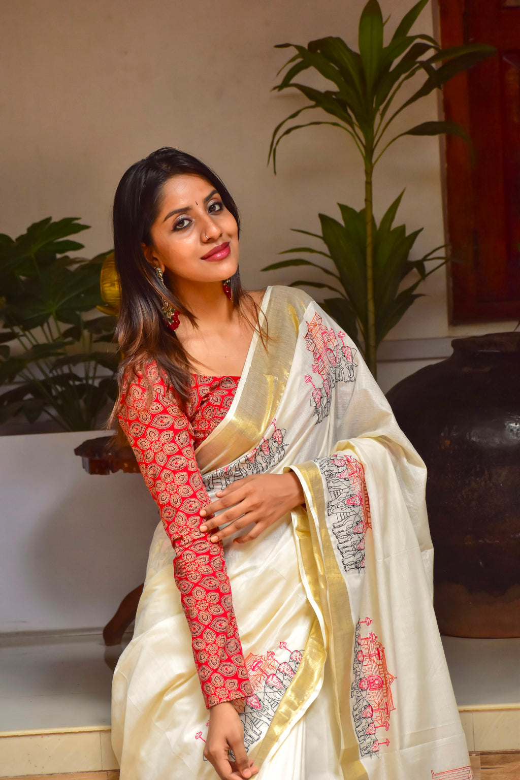 Pooram saree Embroidered cotton Saree