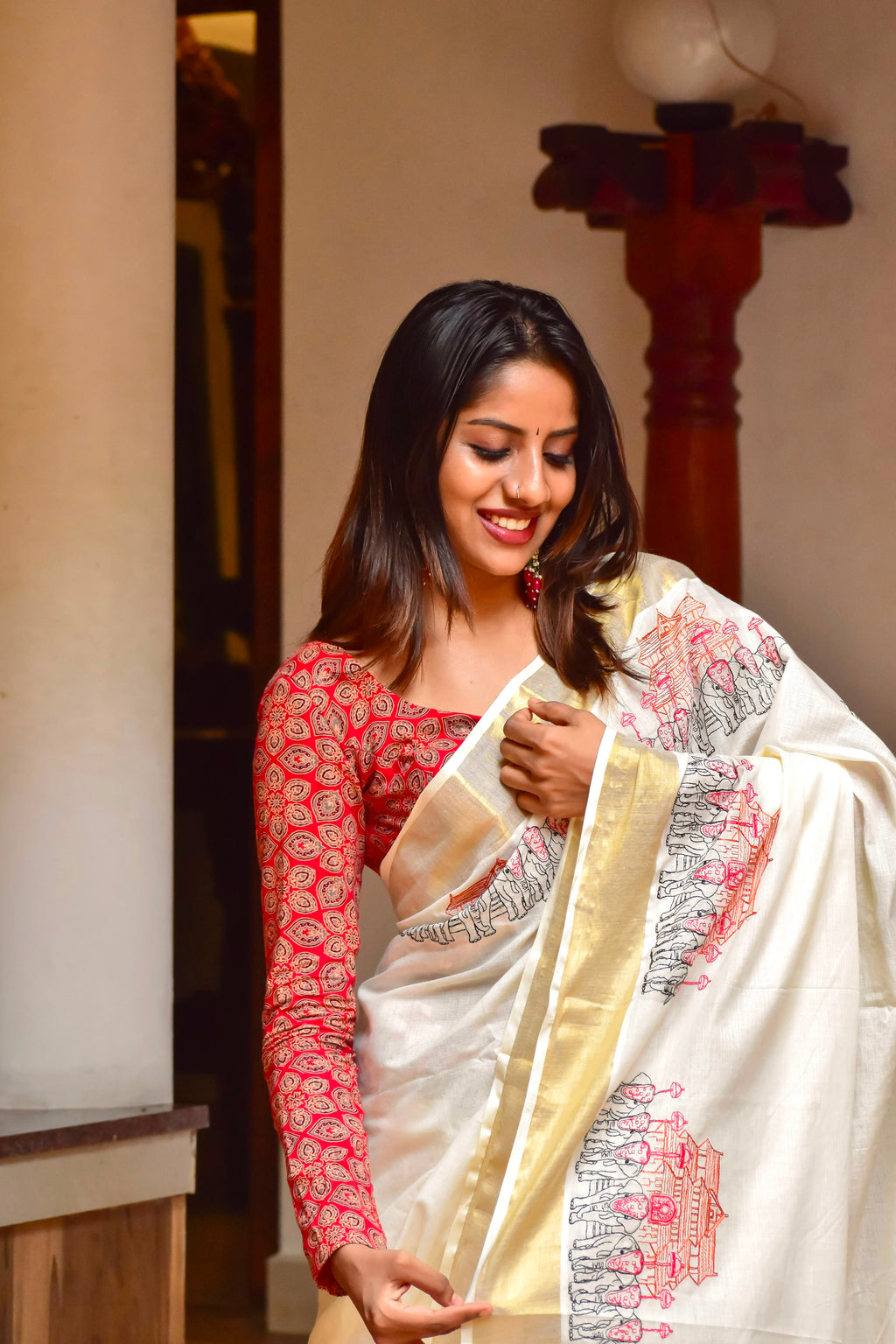 Pooram saree Embroidered cotton Saree