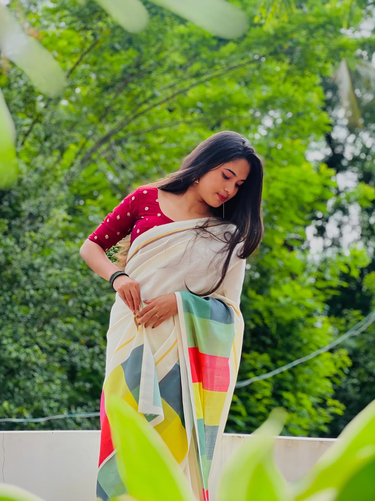 Madras check saree   Pure cotton digital printed