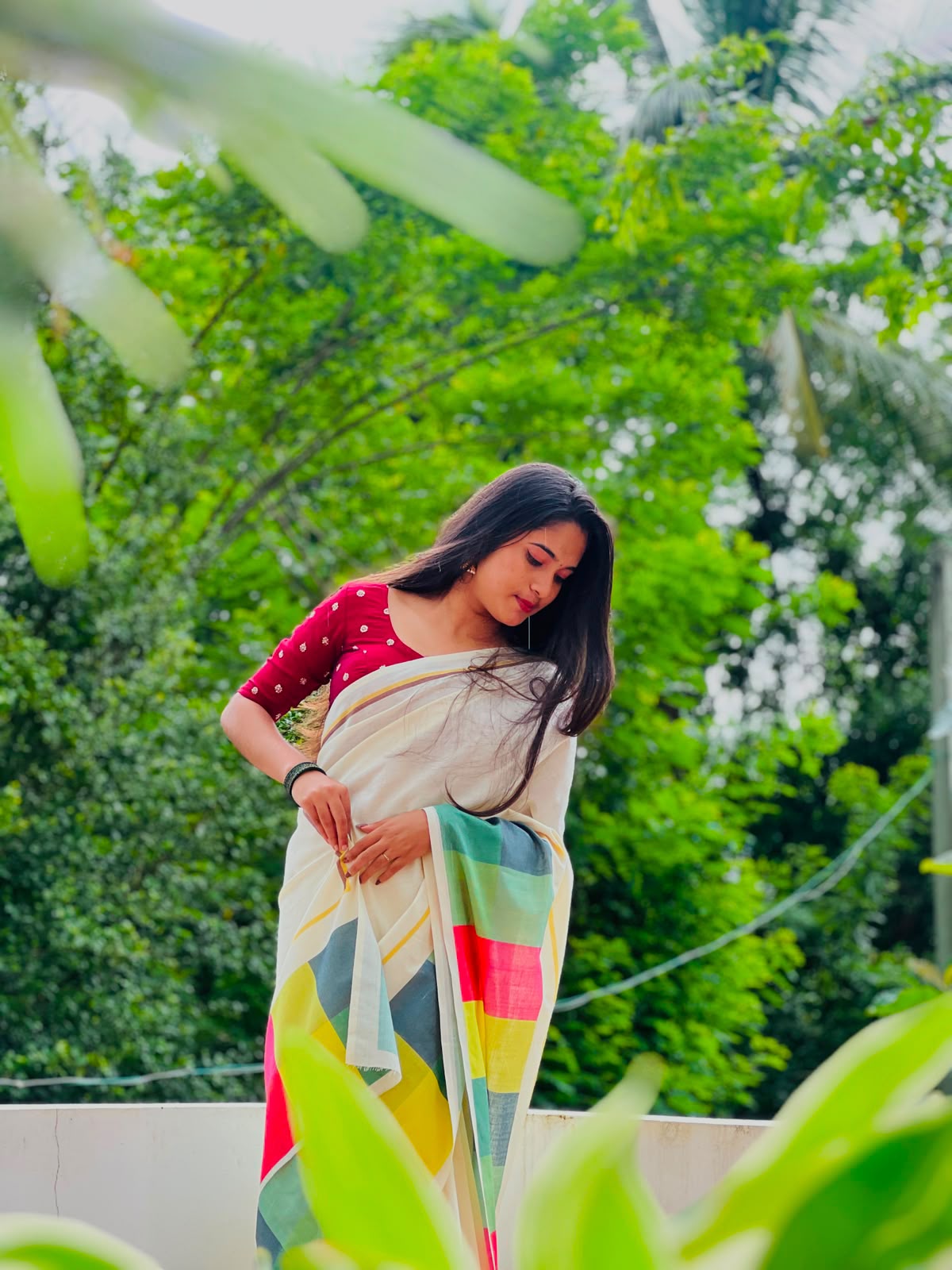Madras check saree   Pure cotton digital printed