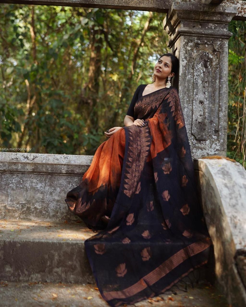 Double side temple karvai cotton saree.