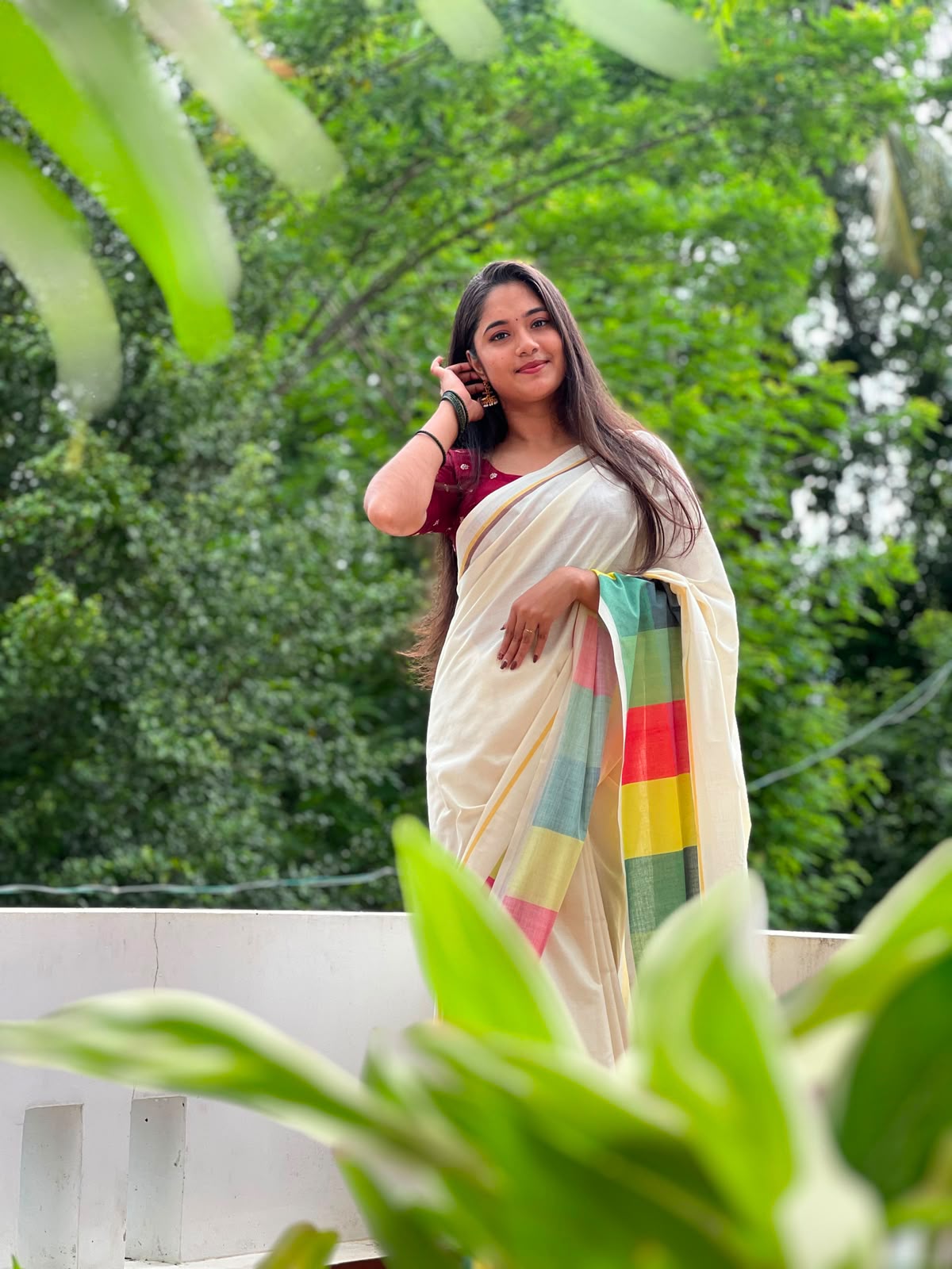 Madras check saree   Pure cotton digital printed
