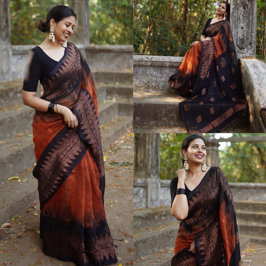Double side temple karvai cotton saree.