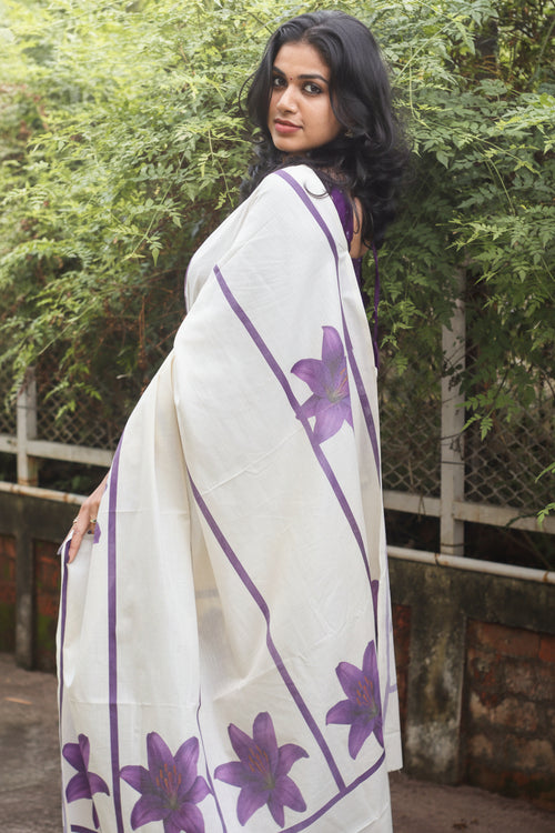 Lavender Stripes Pure cotton digital printed